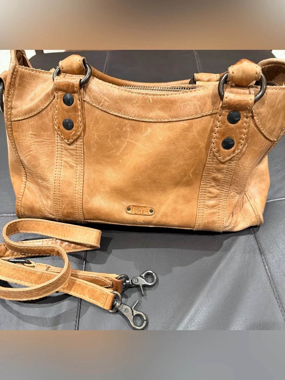 FRYE/Melissa Satchel - Tan Leather Shoulder Bag